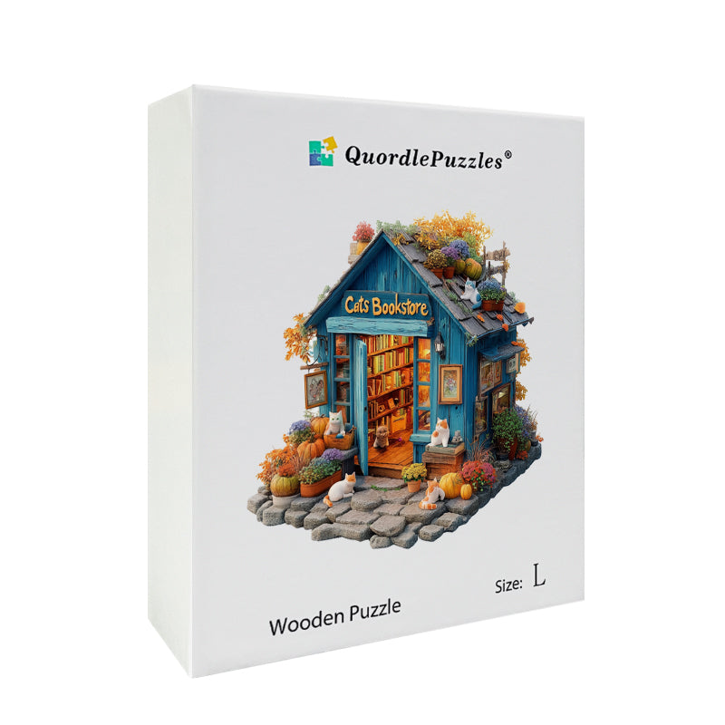 Puzzle in legno Libreria dei gatti