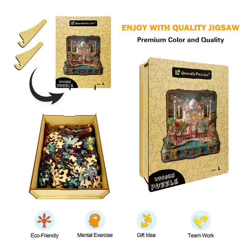 Puzzle in legno "Valigia - Taj Mahal"