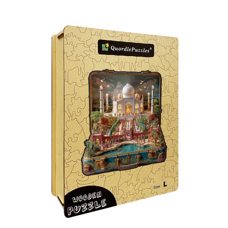 Puzzle in legno "Valigia - Taj Mahal"