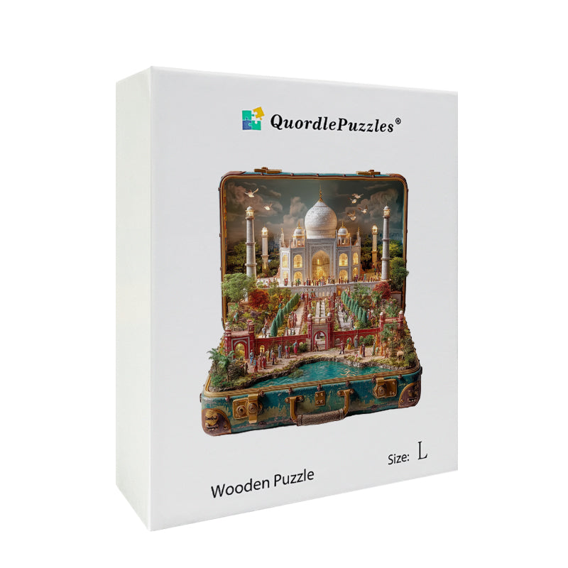 Puzzle in legno "Valigia - Taj Mahal"