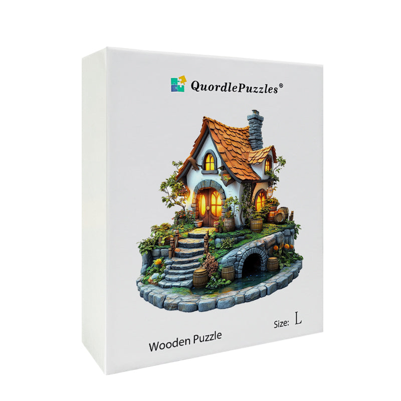 Puzzle in legno "Casetta da fiaba e giardino"