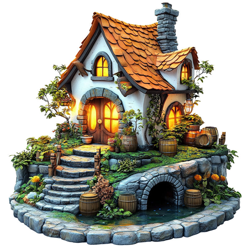Puzzle in legno "Casetta da fiaba e giardino"