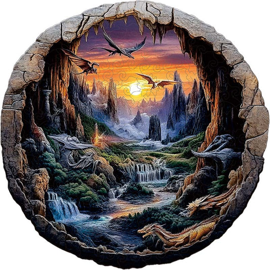 3D Drewniane Puzzle Smoki o Zmierzchu