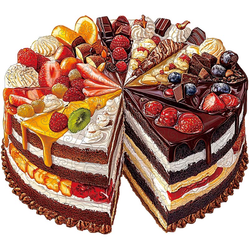 3D Drewniane Puzzle Ciasto Owocowe