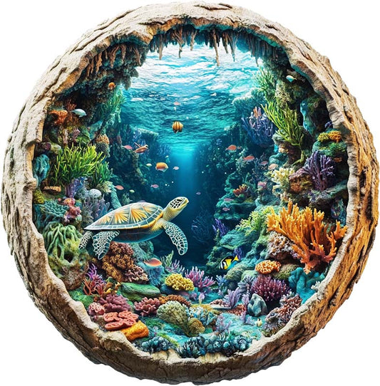 3D Drewniane Puzzle Żółw na Rafie Koralowej