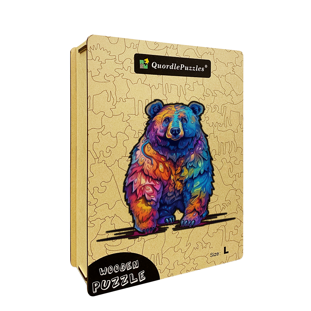 🔥Ostatni dzień 83% zniżki-piękny psychodeliczny wściekły niedźwiedź drewniane puzzle