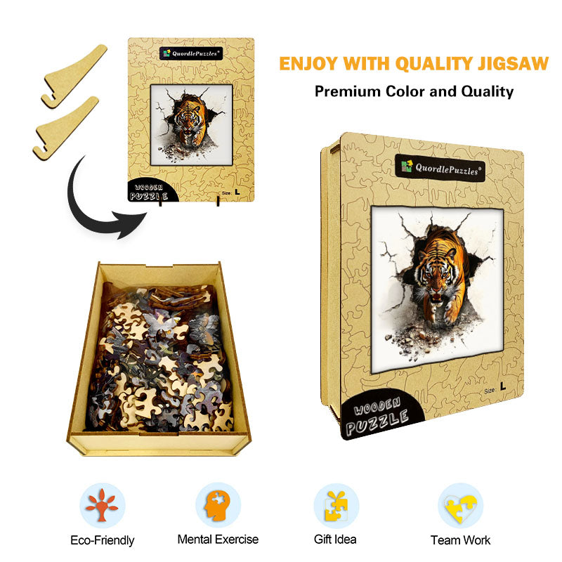3D puzzle drewniane wybuchu ryczącego tygrysa