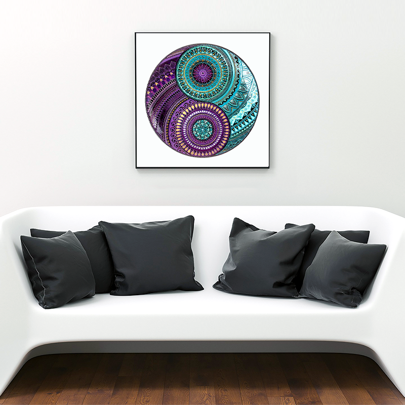 Drewniana układanka Yin Yang niebieski i fioletowy