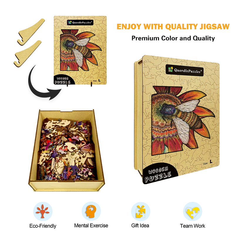 Drewniane puzzle z pszczołami