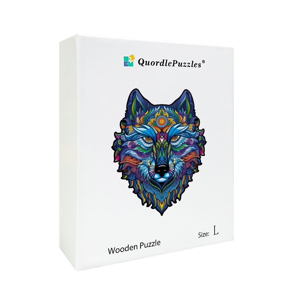 🔥 Ostatni dzień! 85% zniżki na drewniane puzzle z niebieskim wilkiem królem