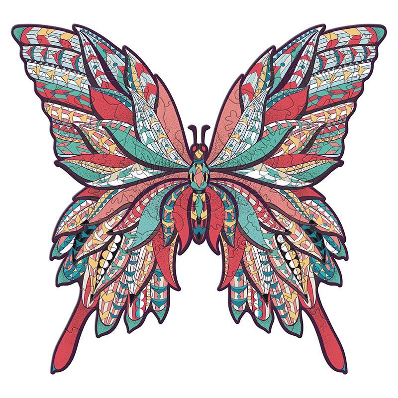 Drewniana układanka czerwony motyl
