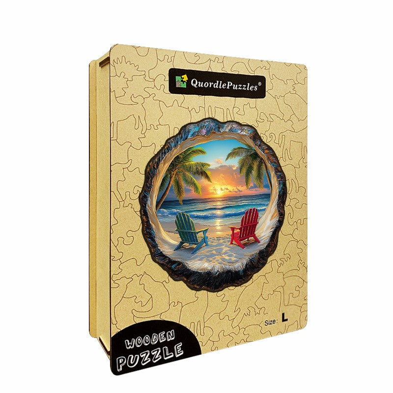 3D Drewniane Puzzle Tropikalny Zachód Słońca