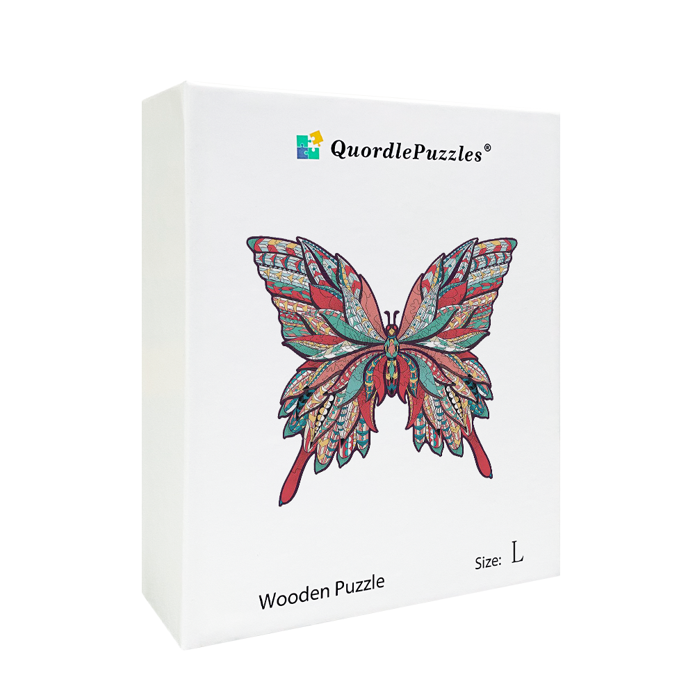 Drewniana układanka czerwony motyl