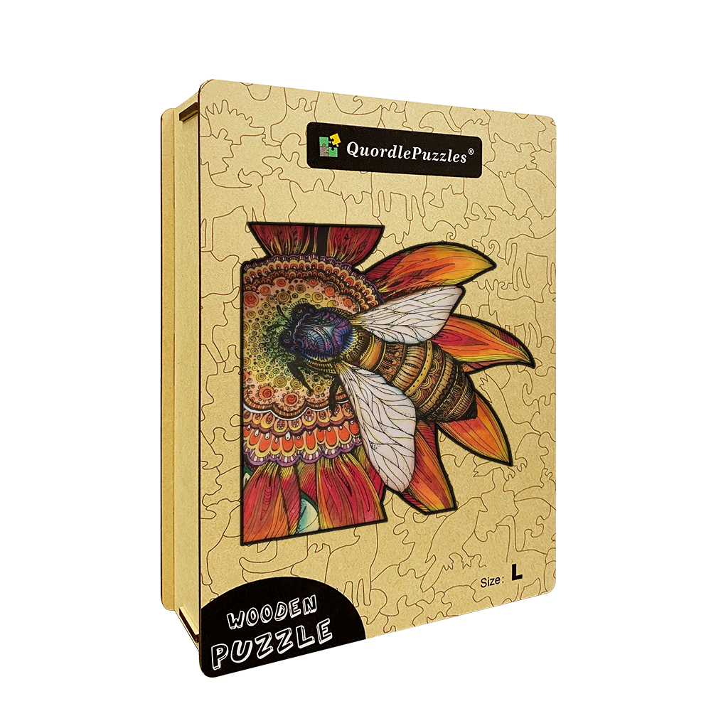 Drewniane puzzle z pszczołami