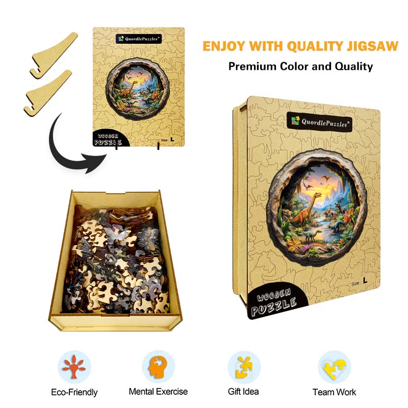3D Drewniane Puzzle Świat Dinozaurów