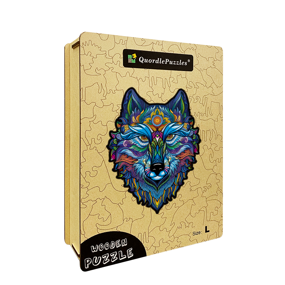 🔥 Ostatni dzień! 85% zniżki na drewniane puzzle z niebieskim wilkiem królem
