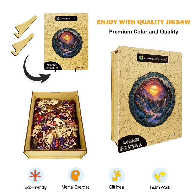 3D Drewniane Puzzle Kanion o Zachodzie Słońca