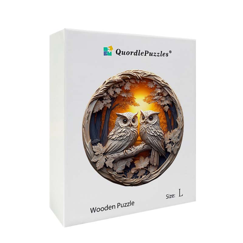 3D Drewniane Puzzle Sowy w Lesie