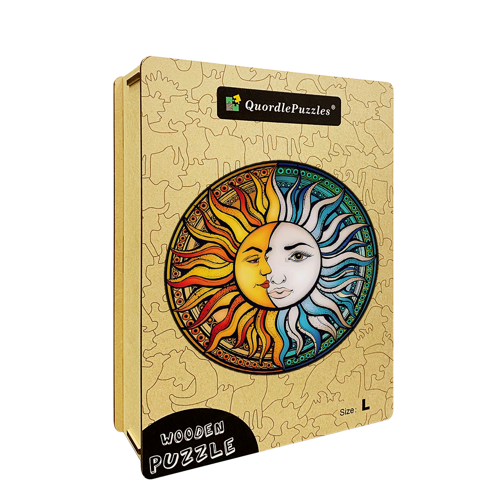 Drewniana układanka księżyc i słońce