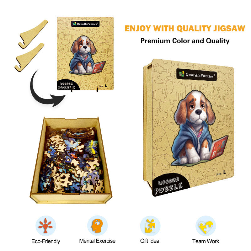 🔥Ostatni dzień 85% zniżki - uroczy szczeniak czytający książkę