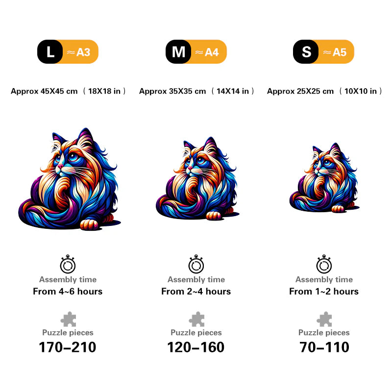 Drewniana układanka z pięknymi kotami rasy ragdoll