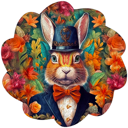 🔥 Ostatni dzień 86% - elegancki królik w drewnianej puzzli z muszką