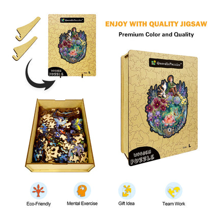 Marzycielka & Magiczny Kot – Drewniane Puzzle
