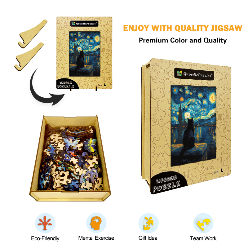 Układanka Czarny kot w stylu Van Gogha