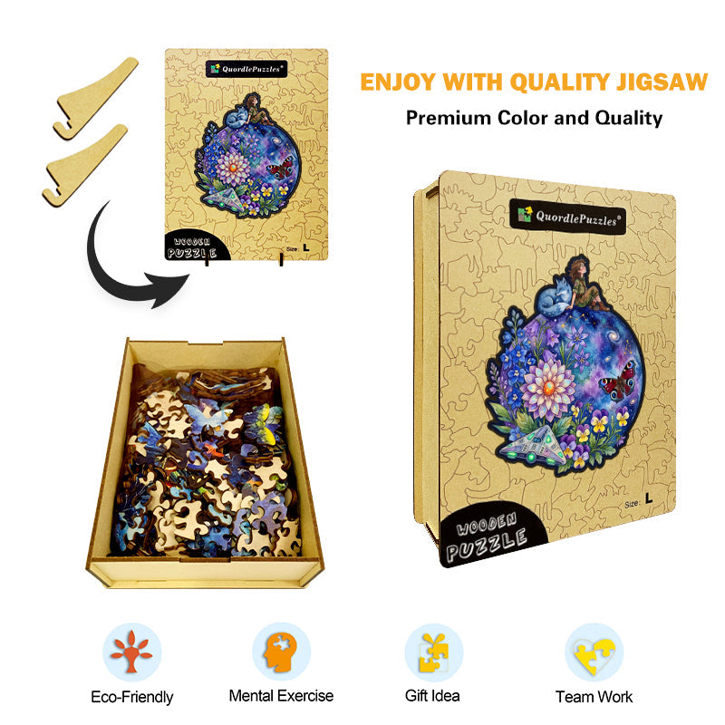 Kosmiczny Sen Dzikich Kwiatów – Drewniane Puzzle