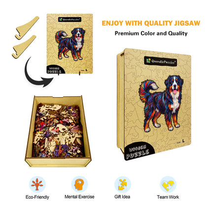 Żywy Kolorowy Pies – Drewniane Puzzle