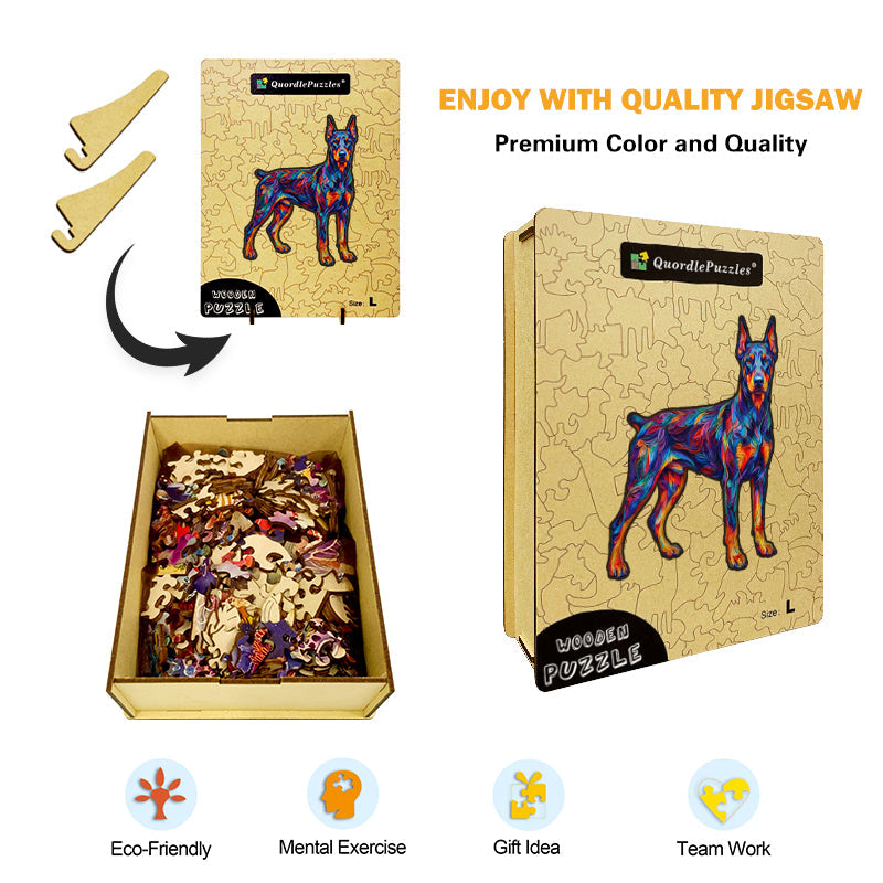 Żywy Doberman – Drewniane Puzzle