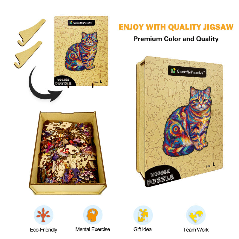 Kolorowy Kot – Drewniane Puzzle