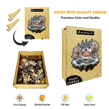 Cisza przy Zimowej Chatce – drewniane puzzle