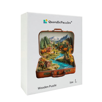 3D puzzle drewniane walizki krajobrazowej