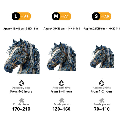 Denimowy Koń Drewniane Puzzle