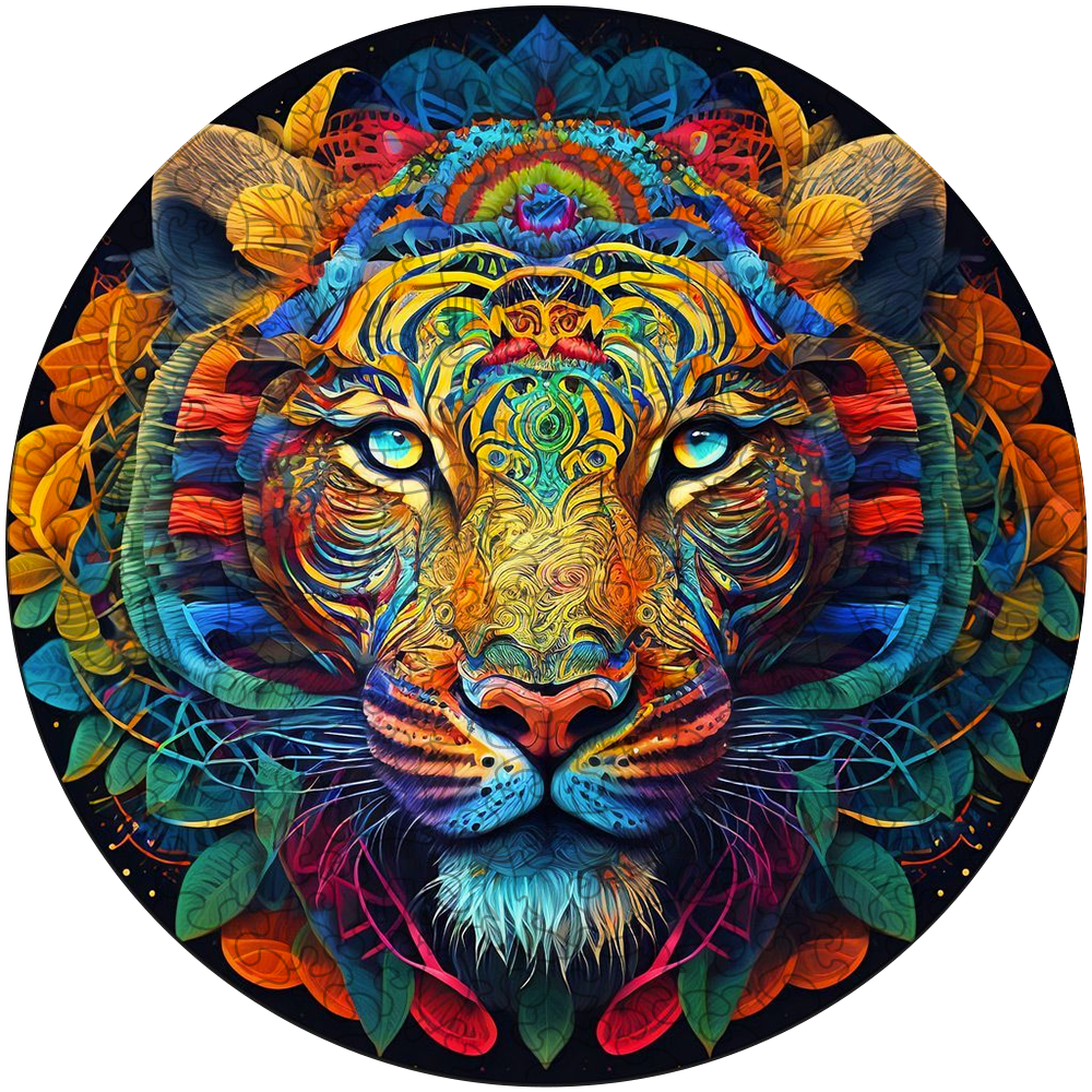 Drewniane puzzle z kolorowym tygrysem