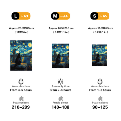 Układanka Czarny kot w stylu Van Gogha