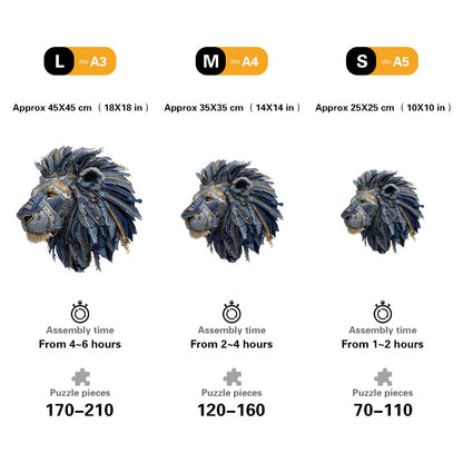 Denimowy Lew Drewniane Puzzle