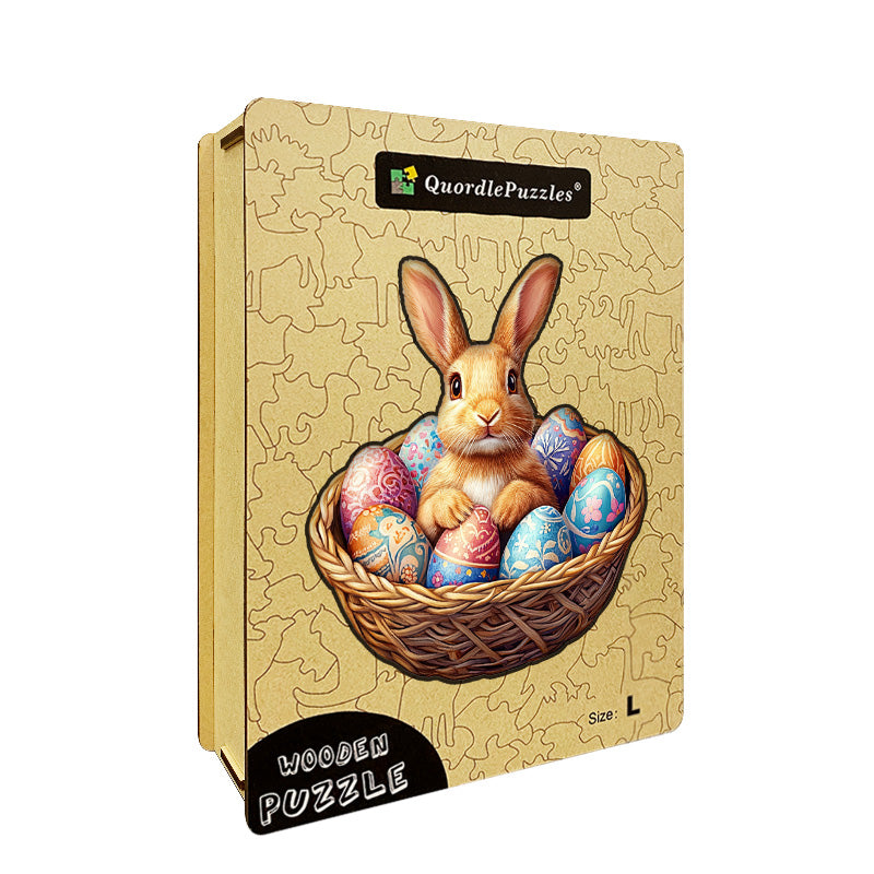 3D królik w koszyku drewniana układanka