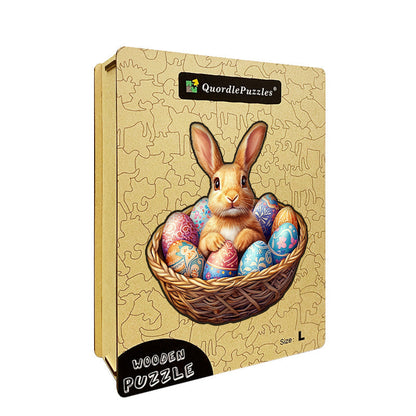 3D królik w koszyku drewniana układanka