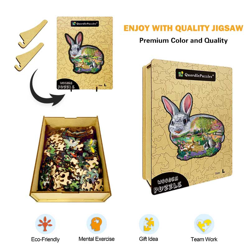 🔥Ostatni dzień 92% - drewniane puzzle z króliczkiem i dziurką