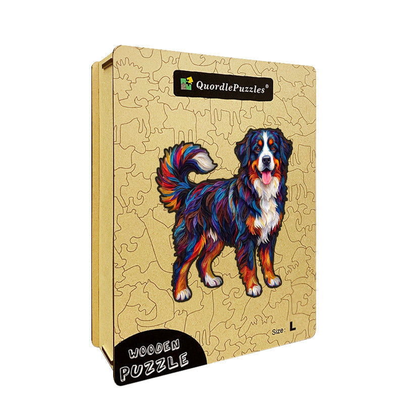 Żywy Kolorowy Pies – Drewniane Puzzle
