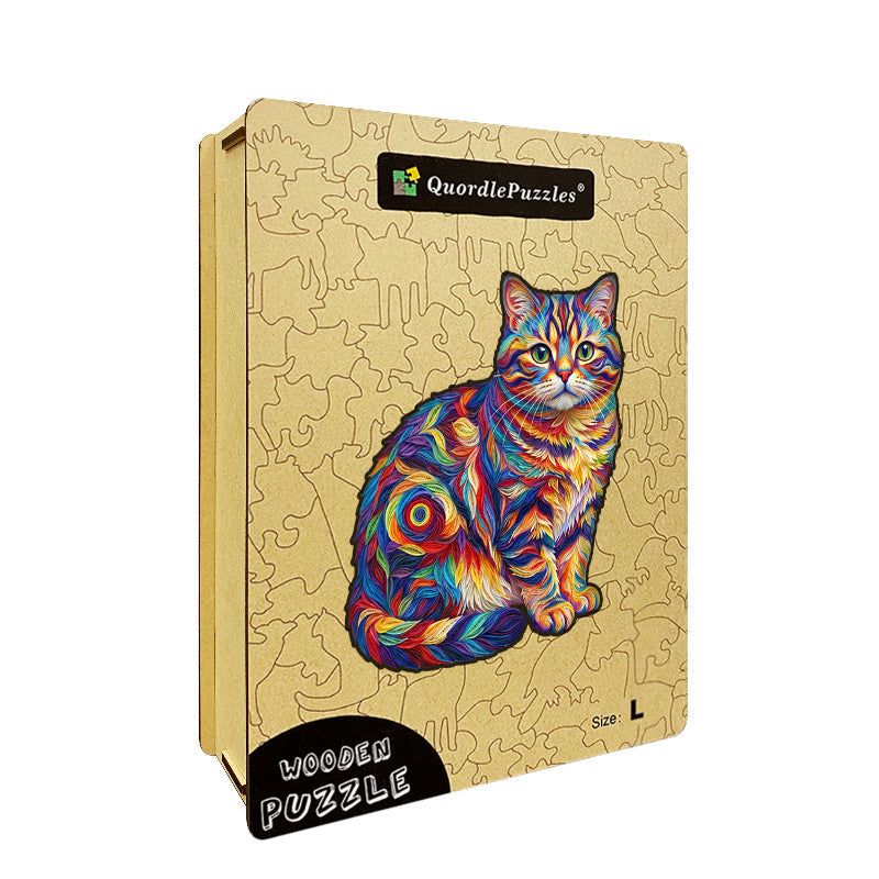 Kolorowy Kot – Drewniane Puzzle