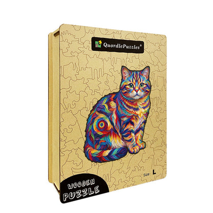 Kolorowy Kot – Drewniane Puzzle