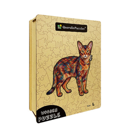 Kolorowy Abstrakcyjny Kot – Drewniane Puzzle