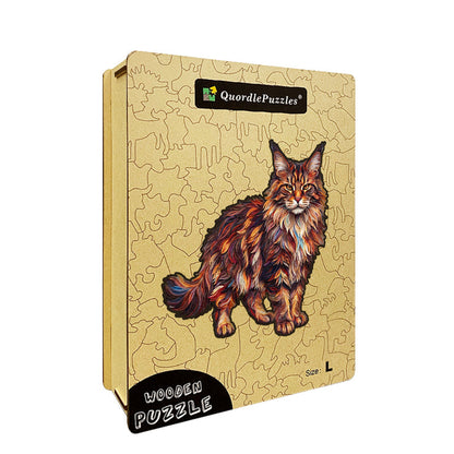 Abstrakcyjny i Błyszczący Kot – Drewniane Puzzle