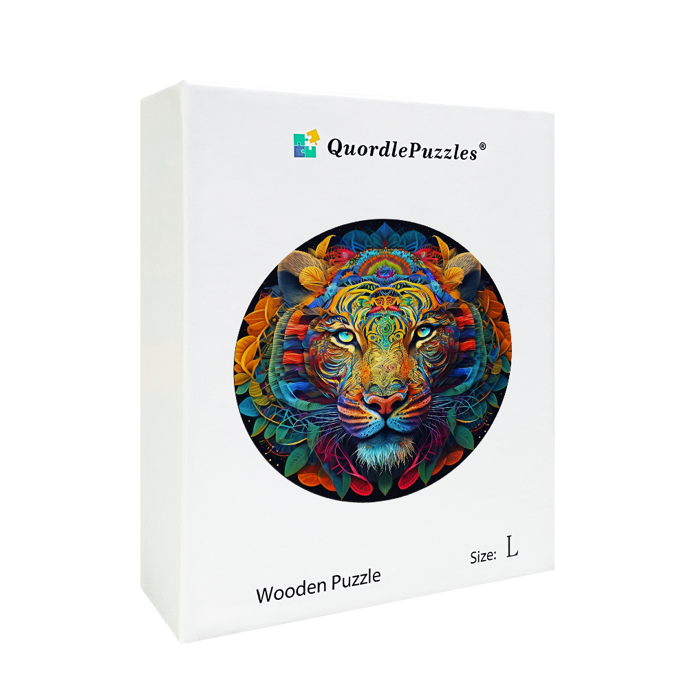 Drewniane puzzle z kolorowym tygrysem