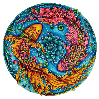 Drewniana układanka Yin Yang Ryby