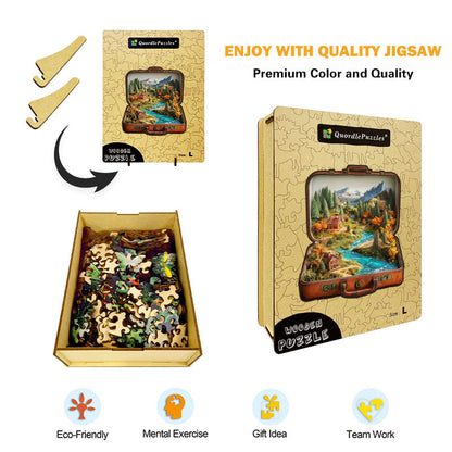 3D puzzle drewniane walizki krajobrazowej