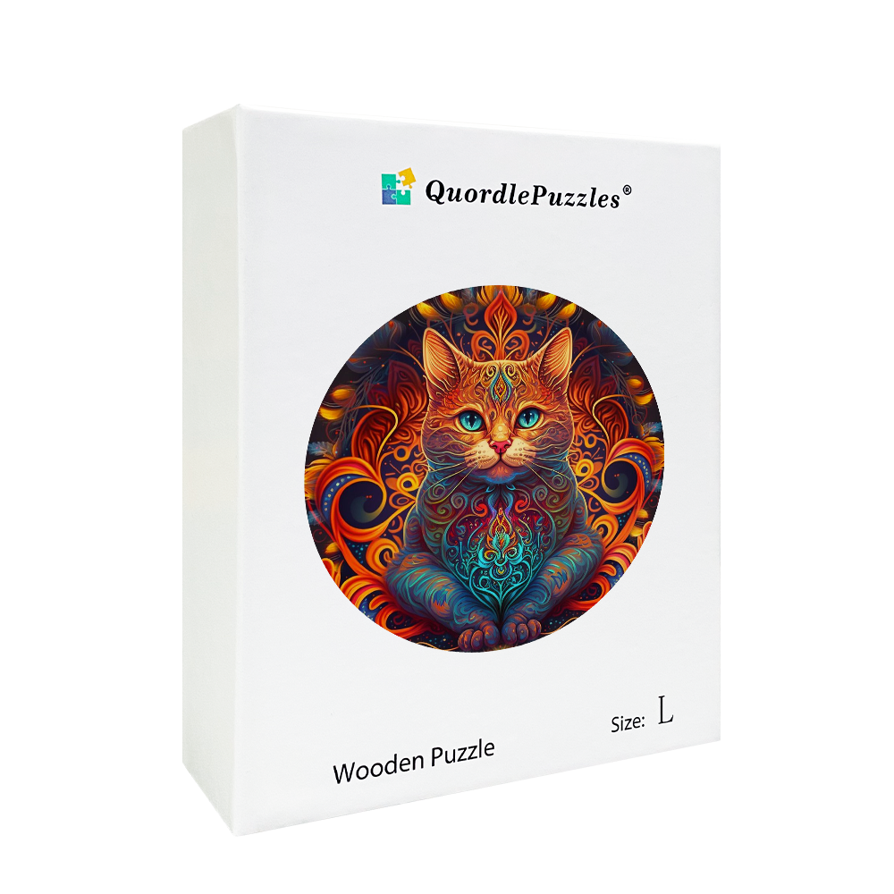 🔥Ostatni dzień 85% zniżki na drewniane puzzle mandali kota Króla Ognia